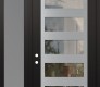 Modern Steel Front Door Diamond C9 52" x 96" black/black clear Glass Panel stainless steel RHI with Sidelite and Transom frosted Glass