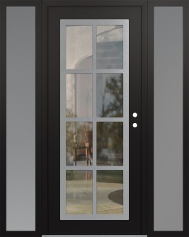 Diamond C16 64" x 80" black/black clear Glass Panel stainless steel LHI with 2 Sidelites frosted Glass