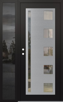 Diamond C3 48" x 80" black/black clear Glass Panel stainless steel RHI with Sidelite mirrored Glass