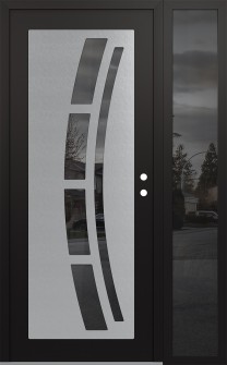 Diamond C12 50" x 80" black/black mirrored Glass Panel stainless steel LHI with Sidelite mirrored Glass