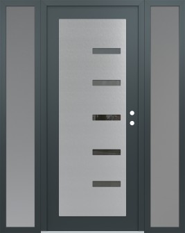 Diamond C8 60" x 80" anthracite/anthracite mirrored Glass Panel stainless steel LHI with 2 Sidelites frosted Glass