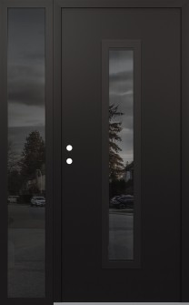 DIAMOND A11 48" X 80" BLACK/BLACK MIRRORED GLASS PANEL BLACK RHI WITH SIDELITE MIRRORED GLASS