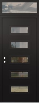 Diamond D1 36" x 96" black/black clear Glass Panel black RHI with Transom clear Glass