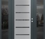 Modern Steel Front Door Diamond C11 60" x 80" anthracite/anthracite mirrored Glass Panel stainless steel LHI with 2 Sidelites mirrored Glass