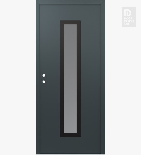 Modern Steel Front Door DIAMOND A11 36" X 80" ANTHRACITE/ANTHRACITE FROSTED GLASS PANEL BLACK RHI