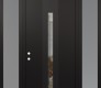 Modern Steel Front Door DIAMOND A2 60" X 96" BLACK/BLACK CLEAR GLASS PANEL BLACK RHI WITH 2 SIDELITES AND TRANSOM FROSTED GLASS