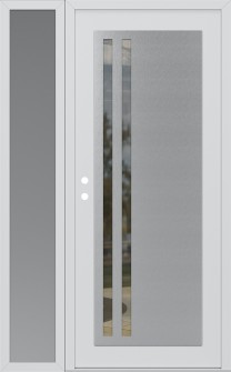 Diamond C6 52" x 80" white/white clear Glass Panel stainless steel RHI with Sidelite frosted Glass