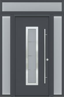 MODERN FRONT STEEL DOOR ARGOS ANTRACIT/WHITE 61 1/16" X 95 11/16" LHI + SIDELITE LEFT/RIGHT + TRANSOM