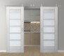 DOUBLE BARN DOOR AVON 07-07 VETRO RIBEIRA ASH 64" X 80" X 1 3/4" STAINLESS STEEL HARDWARE