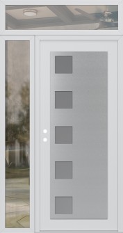 Diamond C5 50" x 96" white/white frosted Glass Panel stainless steel RHI with Sidelite and Transom clear Glass