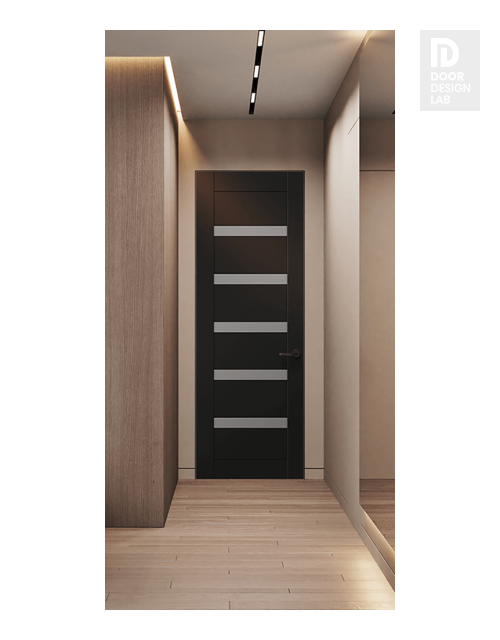 Leora Vetro Black Matte Modern Interior Frameless Door by Belldinni