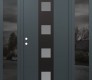 Modern Steel Front Door DIAMOND A12 64" X 80" ANTHRACITE/ANTHRACITE FROSTED GLASS PANEL BLACK RHI WITH 2 SIDELITES MIRRORED GLASS