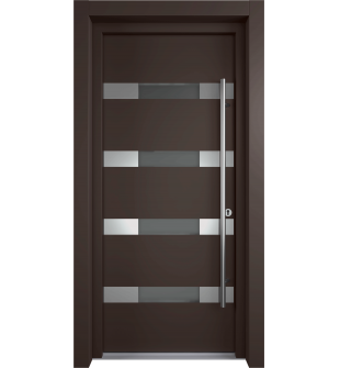 MODERN FRONT STEEL DOOR AURA BROWN/WHITE 37 7/16" X 81 11/16" LHI + HARDWARE