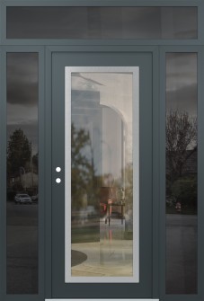 Diamond C1 60" x 96" anthracite/anthracite clear Glass Panel stainless steel RHI with 2 Sidelites and Transom mirrored Glass