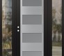 Modern Steel Front Door Diamond C2 68" x 80" black/white frosted Glass Panel stainless steel RHI with 2 Sidelites clear Glass
