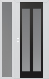 Diamond C14 52" x 80" white/white frosted Glass Panel black RHI with Sidelite frosted Glass