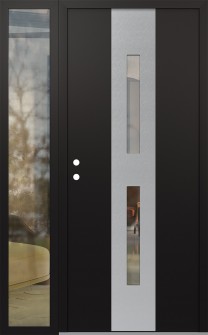 DIAMOND A6 50" X 80" BLACK/BLACK CLEAR GLASS PANEL STAINLESS STEEL RHI WITH SIDELITE CLEAR GLASS