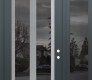 Modern Steel Front Door Diamond C14 52" x 96" anthracite/anthracite mirrored Glass Panel stainless steel LHI with Sidelite and Transom mirrored Glass