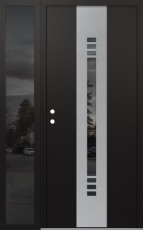 DIAMOND A5 52" X 80" BLACK/BLACK MIRRORED GLASS PANEL STAINLESS STEEL RHI WITH SIDELITE MIRRORED GLASS