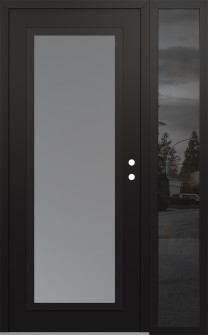 Diamond C1 52" x 80" black/white frosted Glass Panel black LHI with Sidelite mirrored Glass