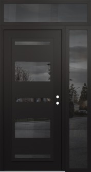 Diamond C10 50" x 96" black/black mirrored Glass Panel black LHI with Sidelite and Transom mirrored Glass