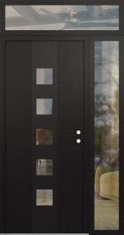 DIAMOND A13 52" X 96" BLACK/BLACK CLEAR GLASS PANEL BLACK LHI WITH SIDELITE AND TRANSOM CLEAR GLASS