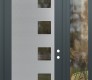 Modern Steel Front Door Diamond C5 48" x 96" anthracite/anthracite clear Glass Panel stainless steel LHI with Sidelite and Transom clear Glass
