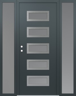 Diamond D1 68" x 80" anthracite/anthracite frosted Glass Panel stainless steel RHI with 2 Sidelites frosted Glass