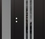 Modern Steel Front Door DIAMOND A8 50" X 80" BLACK/BLACK MIRRORED GLASS PANEL STAINLESS STEEL RHI WITH SIDELITE FROSTED GLASS