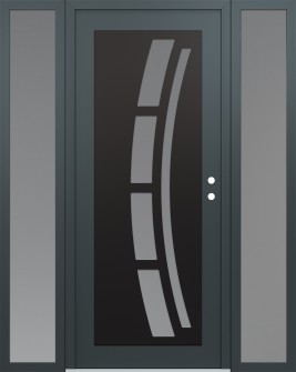 Diamond C12 64" x 80" anthracite/anthracite frosted Glass Panel black LHI with 2 Sidelites frosted Glass