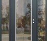Modern Steel Front Door Diamond C1 68" x 80" anthracite/anthracite clear Glass Panel stainless steel LHI with 2 Sidelites clear Glass