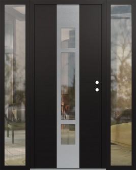 DIAMOND A9 60" X 80" BLACK/BLACK CLEAR GLASS PANEL STAINLESS STEEL LHI WITH 2 SIDELITES CLEAR GLASS