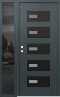 Diamond D7 52" x 80" anthracite/anthracite frosted Glass Panel black RHI with Sidelite mirrored Glass