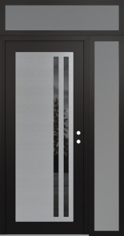 Diamond C6 50" x 96" black/black mirrored Glass Panel stainless steel LHI with Sidelite and Transom frosted Glass