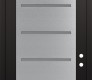 Modern Steel Front Door Diamond C11 36" x 96" black/white frosted Glass Panel stainless steel LHI with Transom frosted Glass