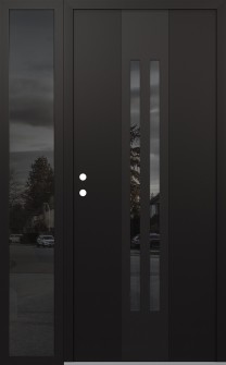 DIAMOND A8 48" X 80" BLACK/BLACK MIRRORED GLASS PANEL BLACK RHI WITH SIDELITE MIRRORED GLASS