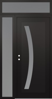 Diamond C4 52" x 96" black/white frosted Glass Panel black RHI with Sidelite and Transom frosted Glass