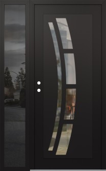 Diamond C12 52" x 80" black/black clear Glass Panel black RHI with Sidelite mirrored Glass