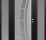 Modern Steel Front Door Diamond C12 60" x 80" black/white frosted Glass Panel stainless steel LHI with 2 Sidelites frosted Glass
