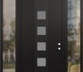 Modern Steel Front Door DIAMOND A13 60" X 96" BLACK/WHITE FROSTED GLASS PANEL BLACK LHI WITH 2 SIDELITES AND TRANSOM CLEAR GLASS