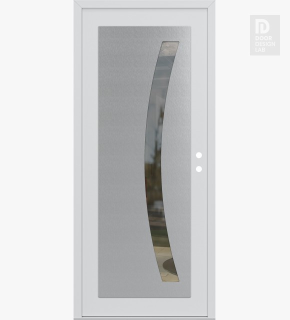 Modern Steel Front Door Diamond C4 36" x 80" white/white clear Glass Panel stainless steel LHI