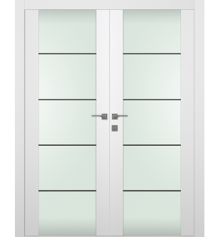Palladio 202 4H Black Strips Vetro Bianco Noble Double doors
