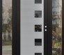 Modern Steel Front Door Diamond C5 64" x 80" black/black mirrored Glass Panel stainless steel LHI with 2 Sidelites clear Glass