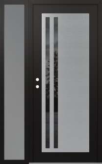 Diamond C6 50" x 80" black/black mirrored Glass Panel stainless steel RHI with Sidelite frosted Glass