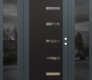 Modern Steel Front Door Diamond C8 64" x 80" anthracite/anthracite clear Glass Panel black LHI with 2 Sidelites mirrored Glass