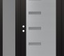 Modern Steel Front Door Diamond C8 48" x 80" black/white frosted Glass Panel stainless steel RHI with Sidelite frosted Glass