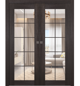 Avon 10 Lite Clear Veralinga Oak Double pocket doors