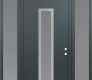 Modern Steel Front Door DIAMOND A11 64" X 96" ANTHRACITE/ANTHRACITE FROSTED GLASS PANEL STAINLESS STEEL LHI WITH 2 SIDELITES AND TRANSOM FROSTED GLASS