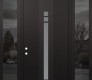 Modern Steel Front Door DIAMOND A4 60" X 96" BLACK/WHITE FROSTED GLASS PANEL BLACK RHI WITH 2 SIDELITES AND TRANSOM MIRRORED GLASS
