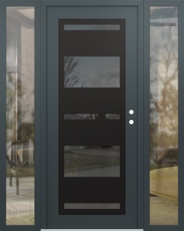 Diamond C10 60" x 80" anthracite/anthracite mirrored Glass Panel black LHI with 2 Sidelites clear Glass